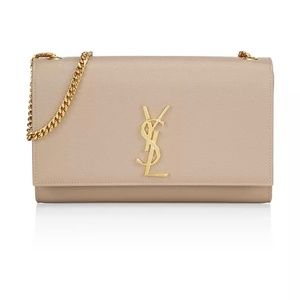 Saint Laurent Medium Kate Leather Shoulder Bag in Nude Powder